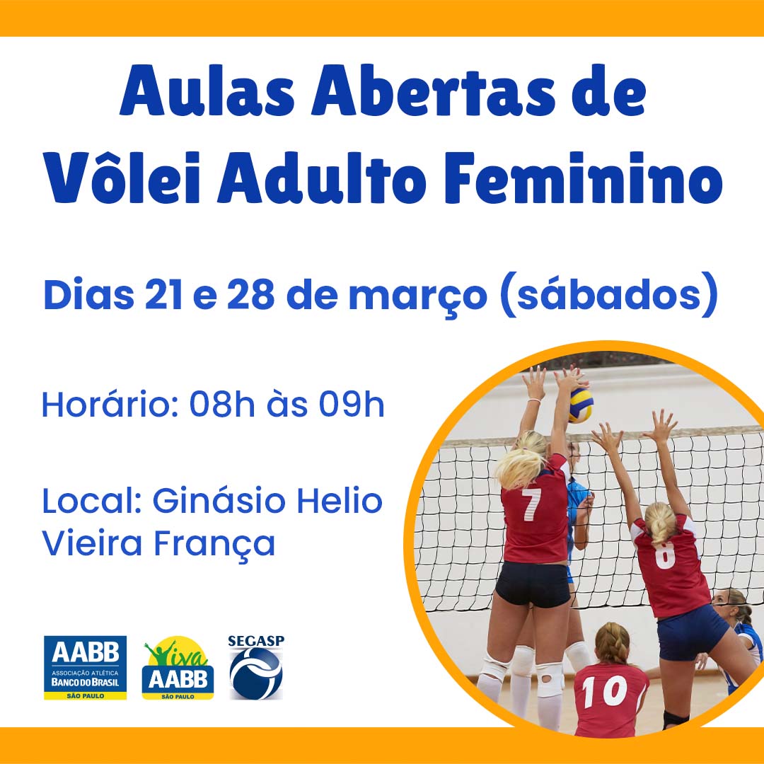 Aulas Abertas de Vôlei Adulto Feminino